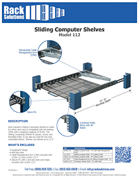 Data Sheet preview for 1U Dry Sliding Computer Shelf with Cable Management Arm (1USHL-112)
