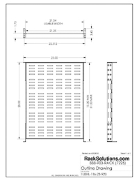 Dimensional Drawings preview for 1U Heavy Duty Fixed Shelf 28in Depth for 23in EIA Racks (1USHL-116-23)