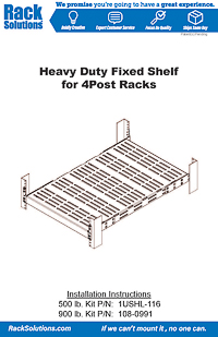 Installation Instructions preview for 2U Heavy Duty Fixed Shelf 28in Depth 500lb Capacity (1USHL-116)