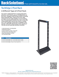 Data Sheet preview for 25U TechEdge 2Post Rack with Square Holes (121-6522)