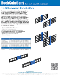 Data Sheet preview for 1U Conversion Bracket 4-Pack (3in Uprights) (101-6883)