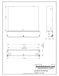Dimensional Drawings preview for 2U Lockable Rackmount Box 14in Depth with Hinged Door (2UBOX-161)