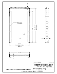 Dimensional Drawings preview for 2U Tool-less Universal Rail 28in Depth with Tool-less Wirebar (2UKIT-109-QR)