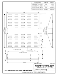 Dimensional Drawings preview for 2U 2Post Center Mount Solid Shelf 20in Depth - Flanged Up (2USHL-022FULL-20US)