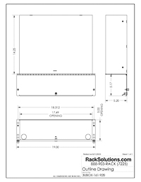Dimensional Drawings preview for 3U Lockable Rackmount Box 14in Depth with Hinged Door (3UBOX-161)