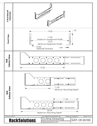 Dimensional Drawings preview for 3U Universal Rail 20in Depth (3UKIT-109-20)