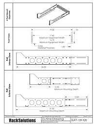 Dimensional Drawings preview for 3U Universal Rail 24in Depth with Wirebar (3UKIT-109)
