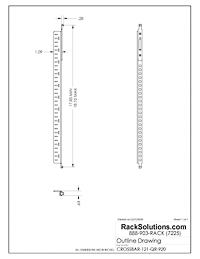 Dimensional Drawings preview for Horizontal Tool-less Cable Tie Bar (CROSSBAR-121-QR)