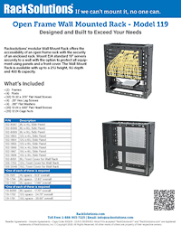 Data Sheet preview for Open Frame Wall Mounted Rack (119-XXXX)