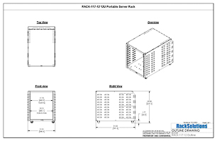 Dimensional Drawings preview for 12U Portable Server Rack (RACK-117-12)