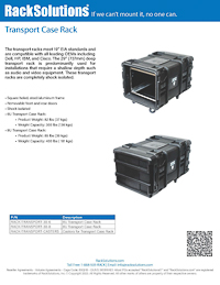 Data Sheet preview for Transport Case Rack (RACK-TRANSPORT)