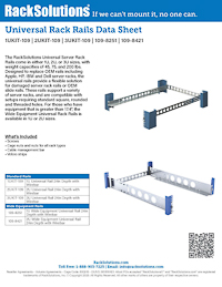Data Sheet preview for 1U Universal Rail 24in Depth with Wirebar (1UKIT-109)